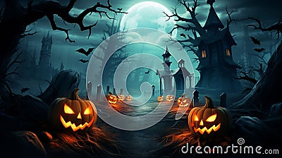 Happy hallooween backgroung flat lay composition on orange paper white pumpkins and bats Stock Photo