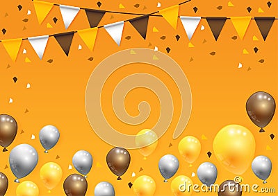 Happy Halloween on background with flags and balloons Vector Illustration