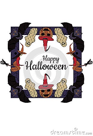 Happy Halloween! Banner. In the middle is the inscription. Vector. Vector Illustration