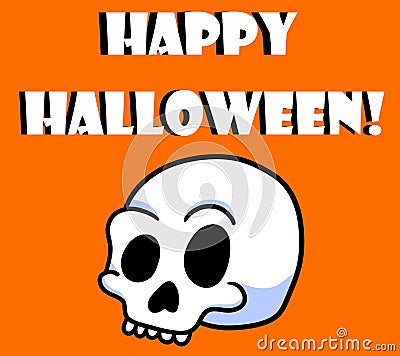 Happy Halloween Card With a Creepy Skull Cartoon Illustration