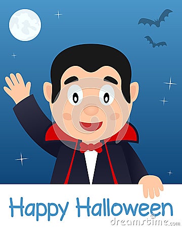 Happy Halloween Card with Dracula Vector Illustration