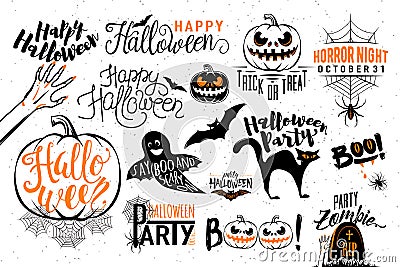 Happy Halloween celebration icon label templates Vector Illustration