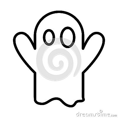 Happy halloween, character creepy ghost trick or treat party celebration linear icon design Vector Illustration