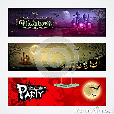 Happy Halloween collections banners Vector Illustration