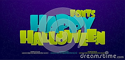 Happy halloween comics alphabet font. Typography comic logo or movie fonts designs concept. vector illustration Vector Illustration