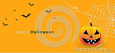 Happy Halloween concepts, with yellow background, Vector Illustration