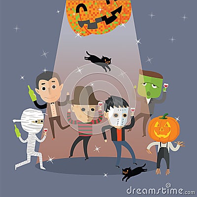 Happy Halloween dance Vector Illustration