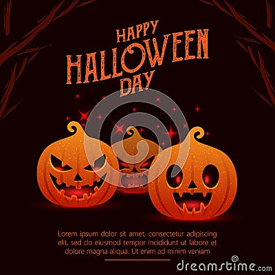 Happy halloween day background poster template Vector Illustration