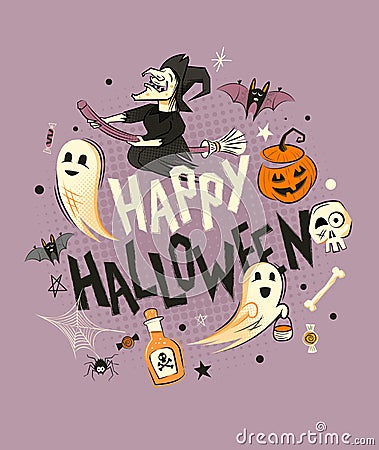 Happy Halloween decorations Vector Illustration