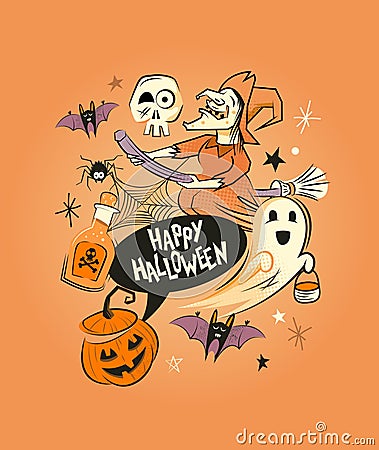 Happy Halloween decorations Vector Illustration