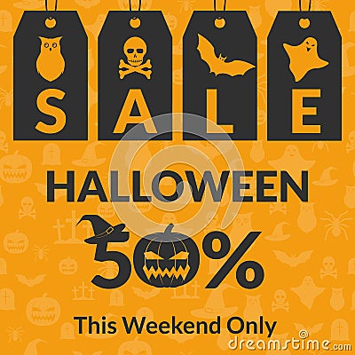 Happy Halloween. Discount coupons for seasonal autumn sale Vector Illustration