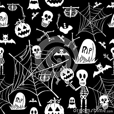 Happy Halloween elements seamless pattern background EPS10 file. Vector Illustration