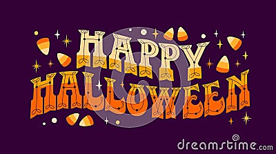Happy Halloween festive vector lettering illustration for October events designs Vector Illustration