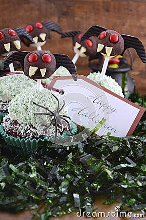 Happy Halloween Ghoulish Cupcakes Stock Photo