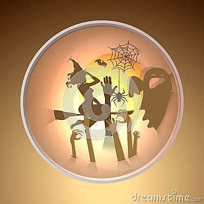 Happy halloween greeting card.paper art style. Stock Photo