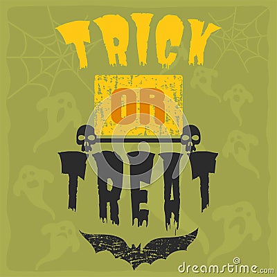 Happy halloween greeting card vector illustration party invitation design with spooky emblem. Vector Illustration