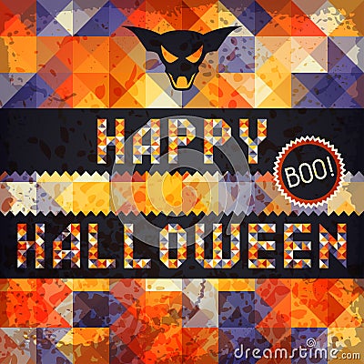 Happy Halloween grungy retro background Vector Illustration