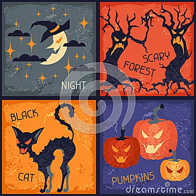 Happy Halloween grungy retro backgrounds Vector Illustration