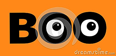 Happy Halloween. Hanging word BOO text Eyeballs. Cute cartoon spooky character. Monster face head. Smiling face. Greeting card. Vector Illustration