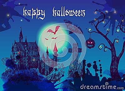 Happy halloween illustration Vector Illustration