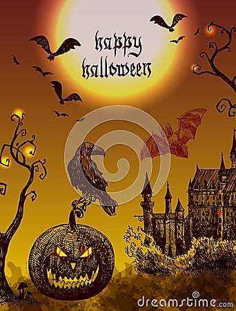 Happy halloween illustration Vector Illustration