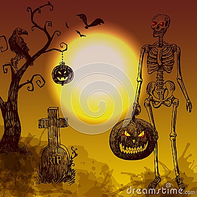 Happy halloween illustration Vector Illustration