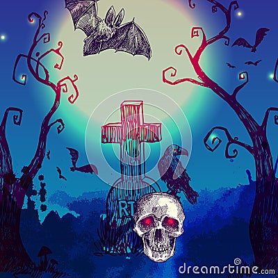 Happy halloween illustration Vector Illustration