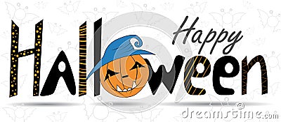 Happy Halloween. Lettering, calligraphy. Vector congratulatory poster. Vector Illustration