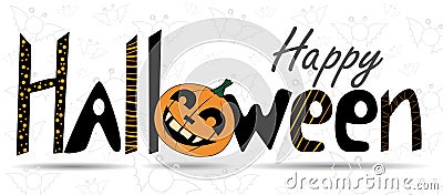 Happy Halloween. Lettering, calligraphy. Vector congratulatory poster. T-shirt design Vector Illustration