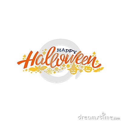 Happy halloween lettering design. Greeting vector illustration. Vector Illustration