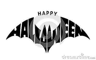 Happy Halloween. Lettering in silhouette bat Vector Illustration