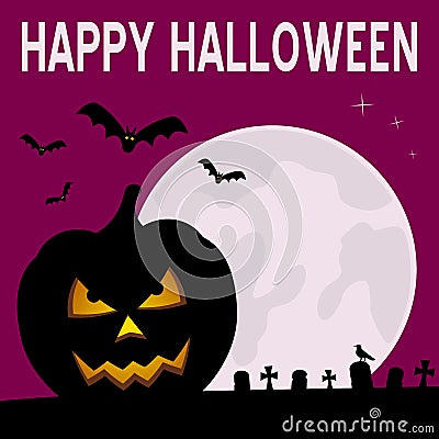 Happy Halloween Night Card Vector Illustration