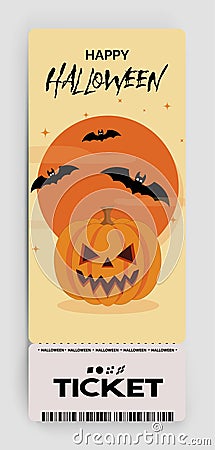 Happy Halloween party flyer template design. All hallow eve poster in scary cartoon style. Vector illustration Vector Illustration