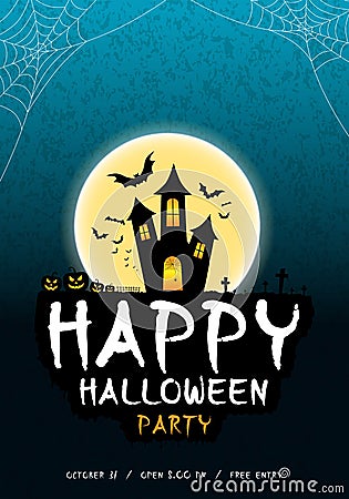 Happy halloween party poster, banner or greeting card. Halloween Vector Illustration