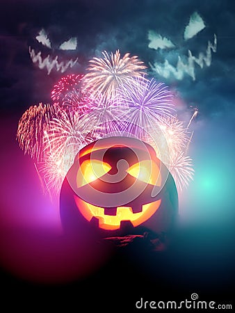 Happy Halloween Poster Background Design Stock Photo