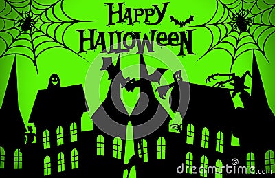 Happy Halloween poster template design. Illustration concept style Stock Photo