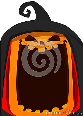 Happy Halloween Poster. Vector illustration of jack o lantern pumpkin head. Vector Illustration