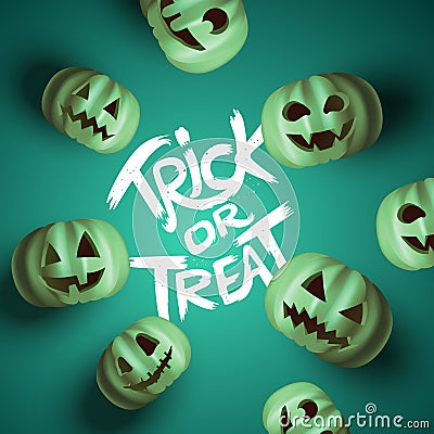 Happy Halloween Pumpkin Faces Background Vector Illustration