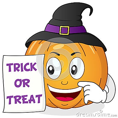 Happy Halloween Pumpkin with Witch Hat Vector Illustration