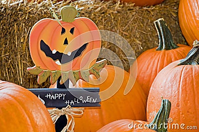 Happy Halloween pumpkins Stock Photo