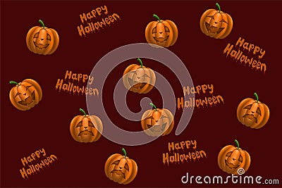 Halloween pumpkins print for kids holyday Vector Illustration