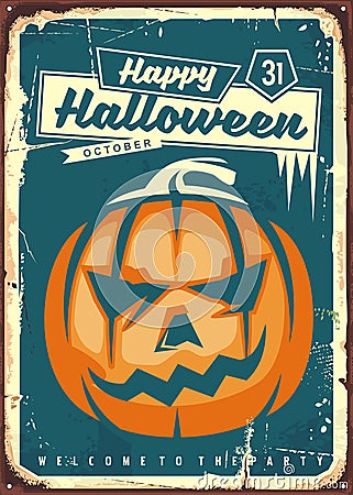 Happy Halloween retro sign Vector Illustration