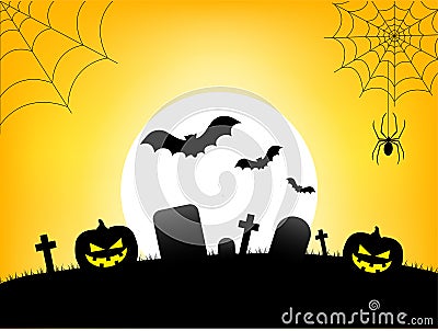 Happy Halloween Text Banner, Vector Cartoon Illustration