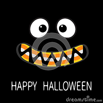 Happy Halloween. Scary monster face emotions. Vampire tooth fang. Vector Illustration