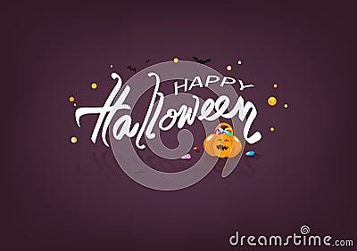 Happy Halloween, sweet candy and pumpkin, banners logo poster liquid concept vector illustration, calligraphy, greeting card, Vector Illustration