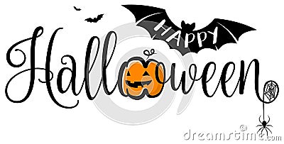 Happy halloween text banner Halloween vector logo isolated Vector Illustration