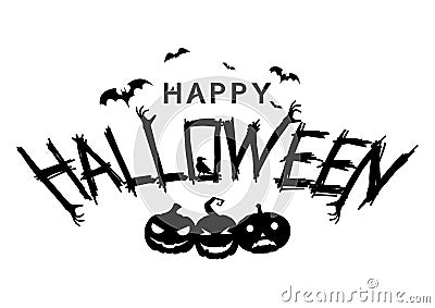 Happy Halloween Text Banner Vector Illustration