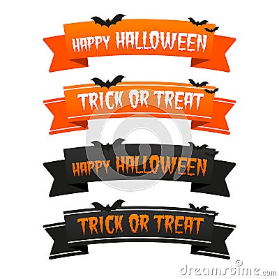 Happy Halloween trick or treat ribbons. Eps10 Vector. Vector Illustration