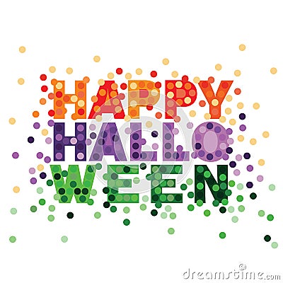 Happy Halloween typography in orange purple and green flat glitter vector style Vector Illustration