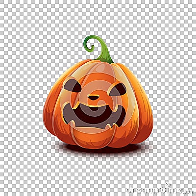 Happy Halloween. Vector Halloween pumpkin in cartoon style. Angry scaring face Halloween pumpkin isolated on transparent Vector Illustration